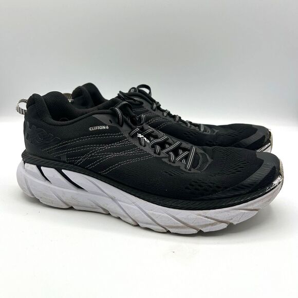 Hoka One One Clifton 6 Women’s Size 8 Running Shoes Black White 1102873 BWHT - Picture 1 of 16